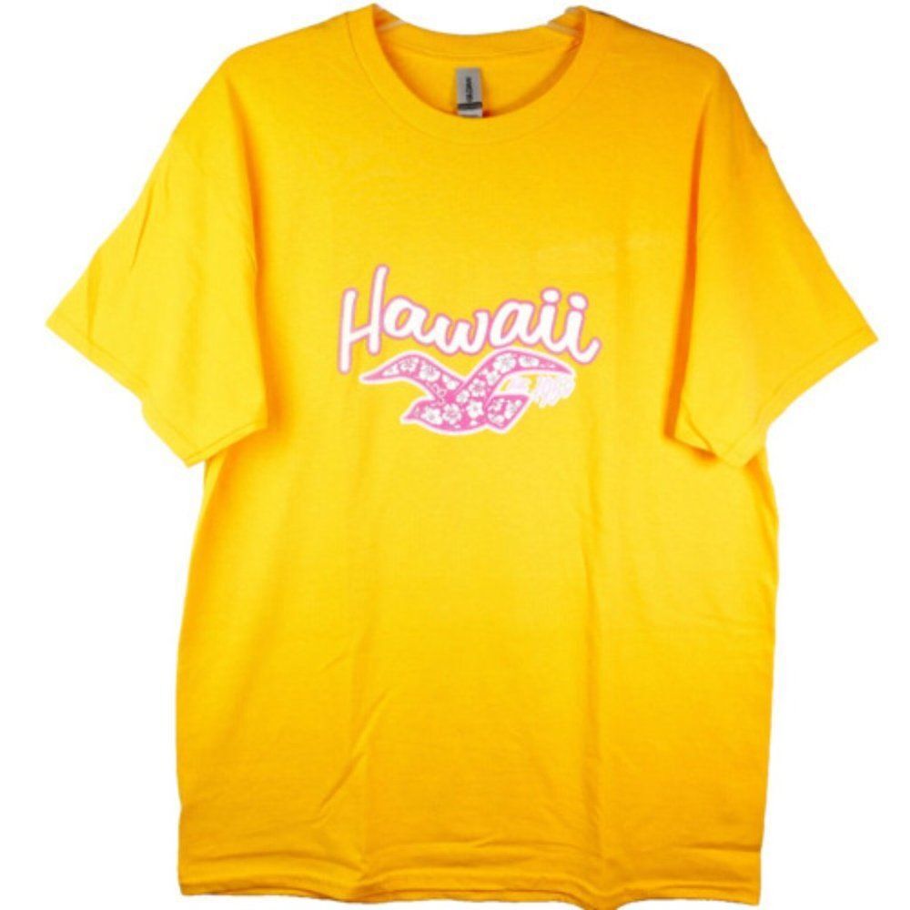 Hawaii Est. 1959 Men's Size L T-shirt Tee Yellow Heavy Cotton Beach